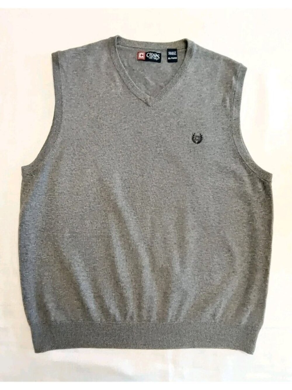 Chaps Men's Logo Knit Sweater Vest  Cotton Size XL/TG  Classic Gray